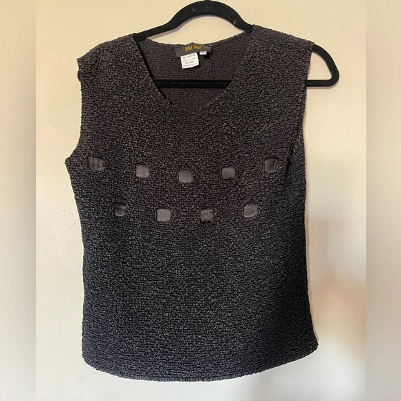 Vintage 90s ruched scrunch black tank sleeveless top Sz small - Picture 2 of 7